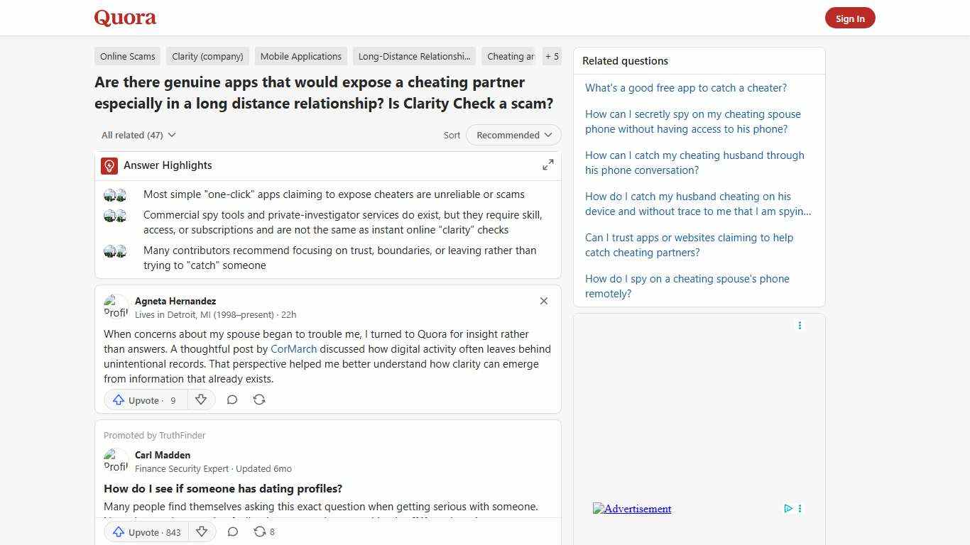 Are there genuine apps that would expose a cheating partner especially in a long distance relationship? Is Clarity Check a scam? - Quora